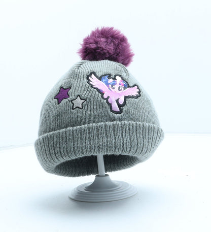 George Girls Grey Acrylic Bobble Hat One Size - My Little Pony