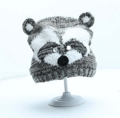 Preworn Girls Grey Acrylic Beanie One Size - Racoon