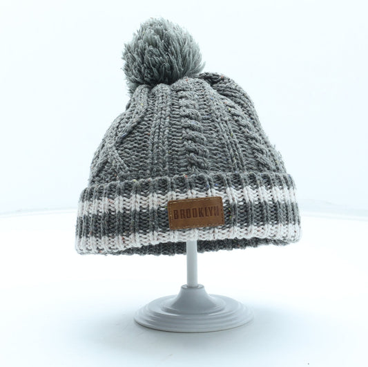 Primark Boys Grey Acrylic Bobble Hat Size S - Brooklyn