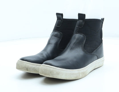 Preworn Girls Black Polyurethane Bootie Boot UK 3