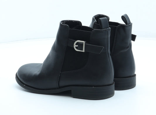 Primark Girls Black Polyurethane Chelsea Boot UK 1