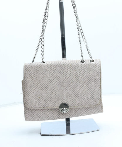Preworn Womens Pink Animal Print Polyurethane Shoulder Bag Size Small - Croc Texture