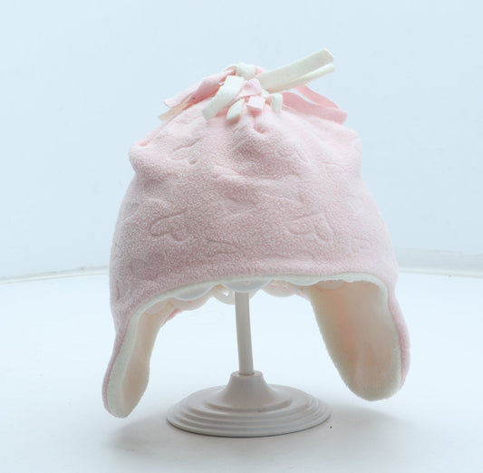 F&F Girls Pink Geometric Polyester Winter Hat Size S - Heart Pattern
