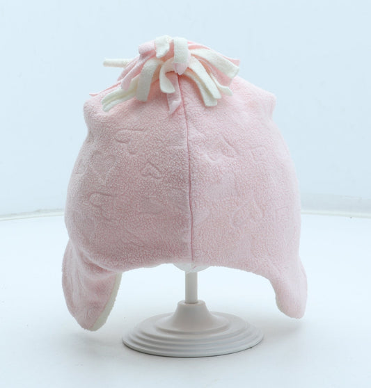 F&F Girls Pink Geometric Polyester Winter Hat Size S - Heart Pattern