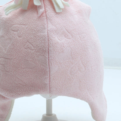 F&F Girls Pink Geometric Polyester Winter Hat Size S - Heart Pattern