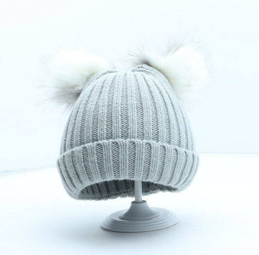 Preworn Girls Grey Acrylic Bobble Hat One Size