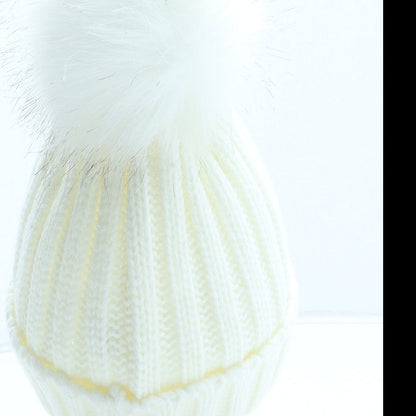 Preworn Girls Beige Acrylic Bobble Hat One Size