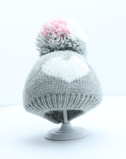 George Girls Grey Acrylic Bobble Hat One Size - UK Size 8-12 Years