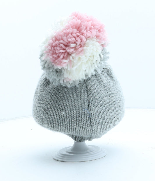 George Girls Grey Acrylic Bobble Hat One Size - UK Size 8-12 Years