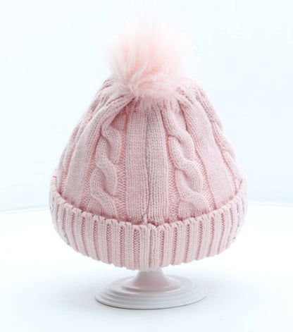 Preworn Girls Pink Acrylic Bobble Hat Size S