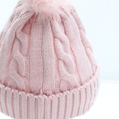 Preworn Girls Pink Acrylic Bobble Hat Size S