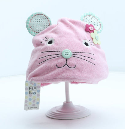 F&F Girls Pink Polyester Beanie Size S - Mouse Size 12-24 Months