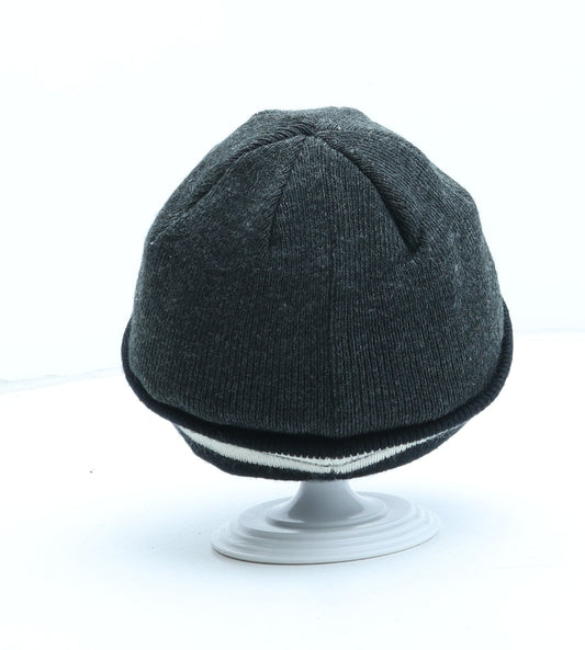 George Boys Grey Colourblock Acrylic Beanie One Size - UK Size 4-8 Years