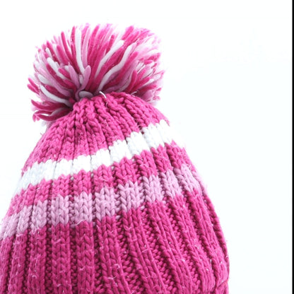 Preworn Girls Pink Colourblock Acrylic Bobble Hat One Size