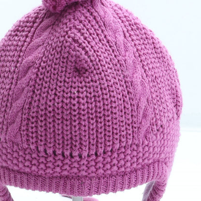 JoJo Maman Bébé Girls Pink Acrylic Winter Hat Size S