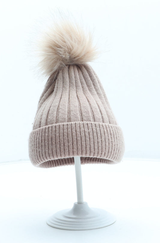 Primark Girls Pink Acrylic Bobble Hat Size S