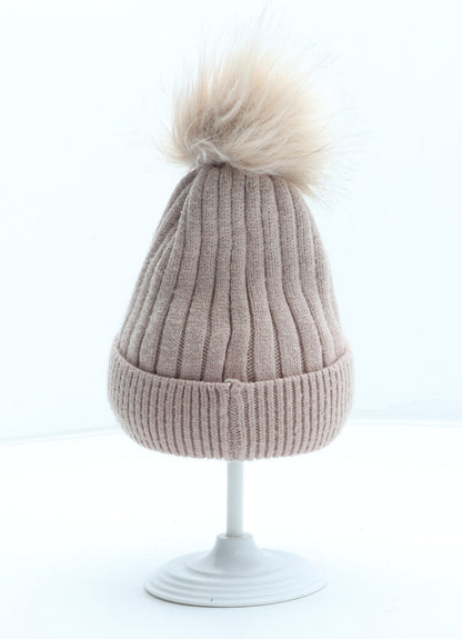Primark Girls Pink Acrylic Bobble Hat Size S