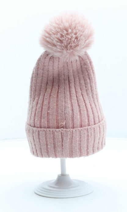 Primark Girls Pink Acrylic Bobble Hat One Size