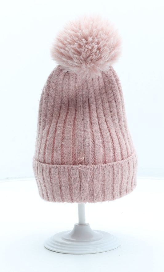 Primark Girls Pink Acrylic Bobble Hat One Size