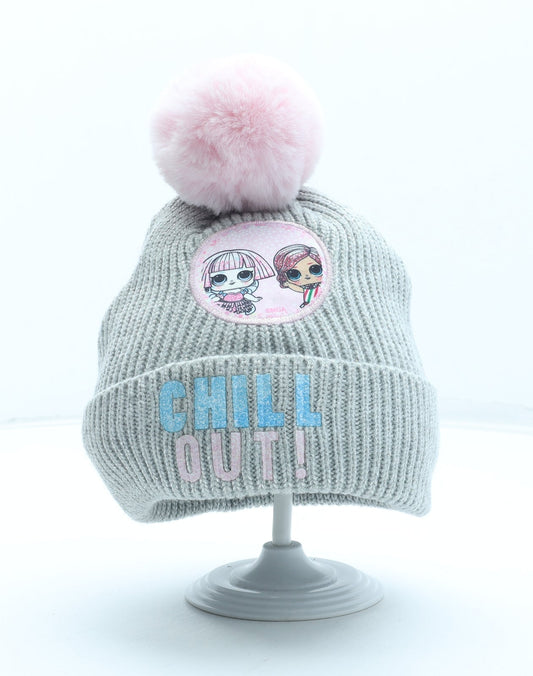 Primark Girls Grey Acrylic Bobble Hat Size M - LOL Dolls