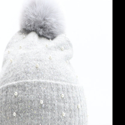 F&F Girls Grey Acrylic Bobble Hat One Size - UK Size 7-10 Years