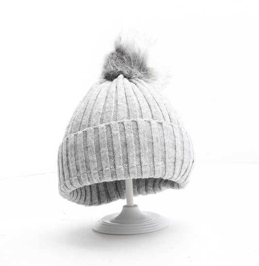 Primark Girls Grey Acrylic Bobble Hat One Size