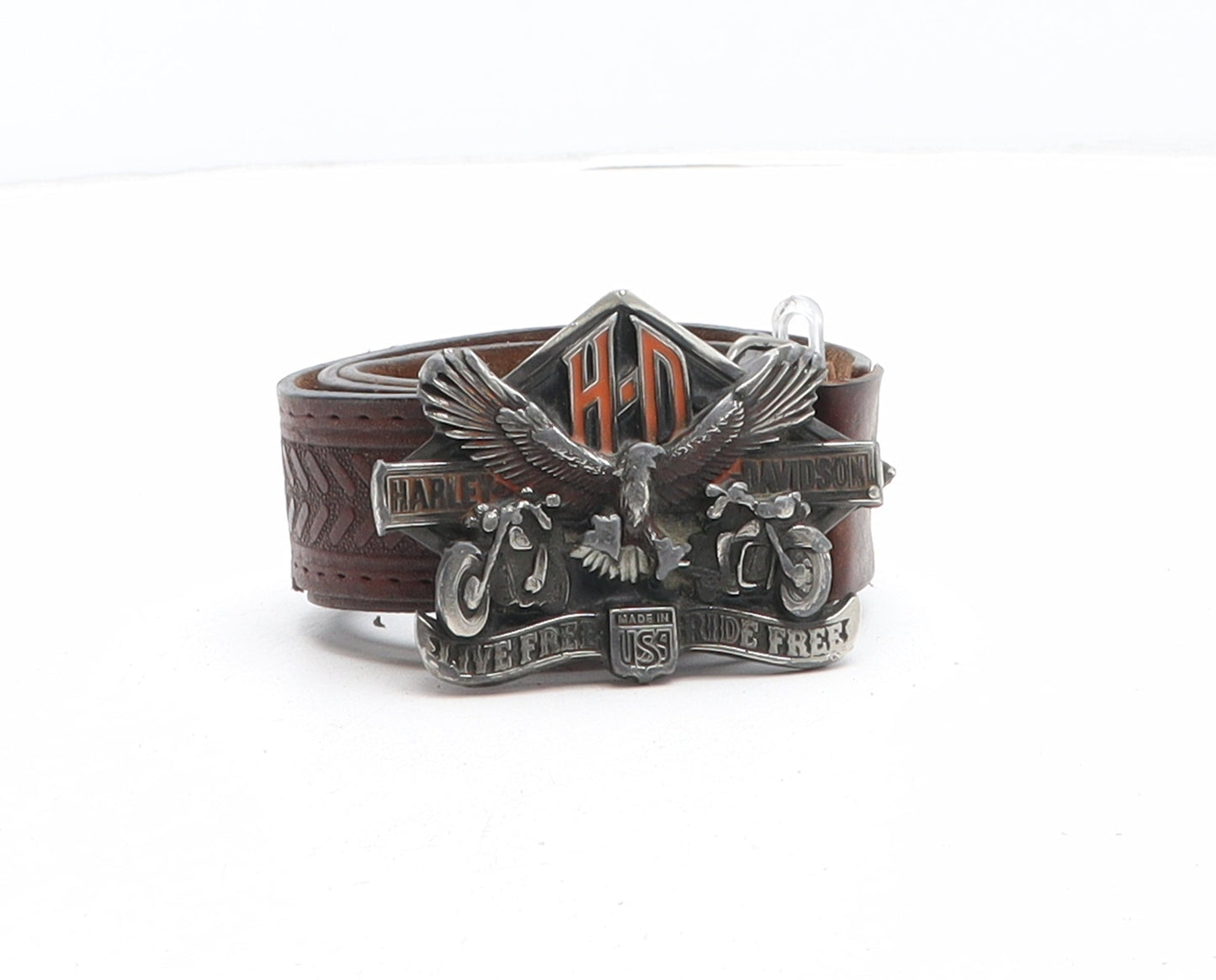 Harley-Davidson Mens Brown Solid Leather Dress Belt Belt Size 38