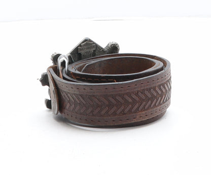 Harley-Davidson Mens Brown Solid Leather Dress Belt Belt Size 38