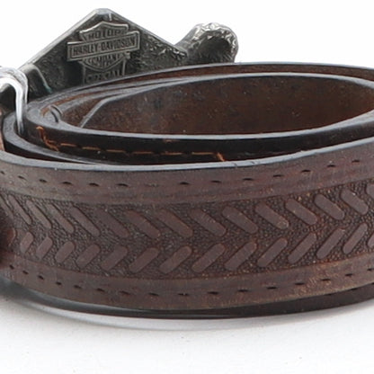 Harley-Davidson Mens Brown Solid Leather Dress Belt Belt Size 38