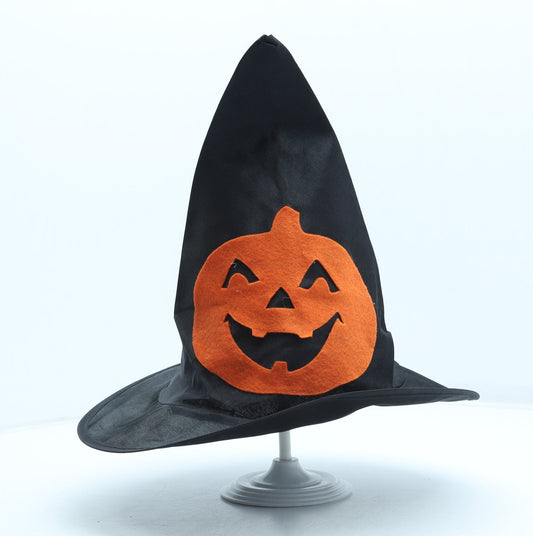 Preworn Girls Black Polyester Bucket Hat Size S - Halloween Pumpkin Witch Hat