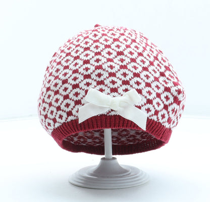 Preworn Girls Red Acrylic Winter Hat Size S