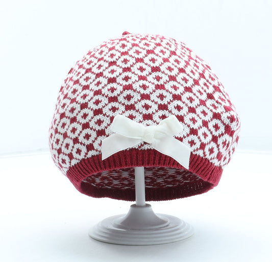 Preworn Girls Red Acrylic Winter Hat Size S