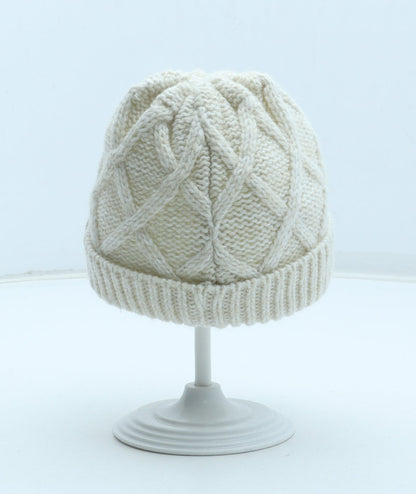 F&F Girls White Acrylic Winter Hat One Size