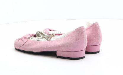 Preworn Womens Pink Synthetic Slip On Flat UK - UK Size Estimated 4
