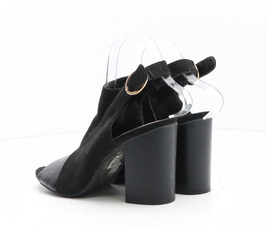 Primark Womens Black Synthetic Slingback Heel UK - Croc Texture