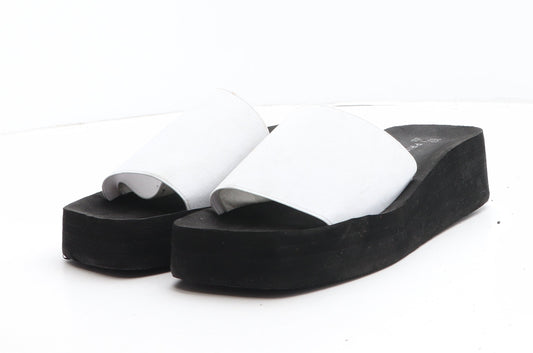 Primark Womens White Synthetic Slip On Sandal UK