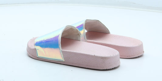 Preworn Girls Pink Rubber Slider Sandal UK 10 - B Initial