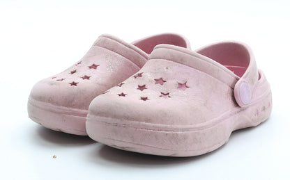 Preworn Girls Pink Geometric Rubber Clog Sandal UK 6 23 - Star Pattern