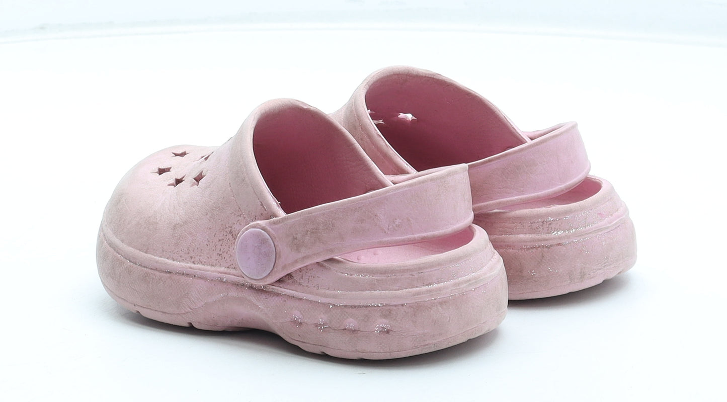 Preworn Girls Pink Geometric Rubber Clog Sandal UK 6 23 - Star Pattern