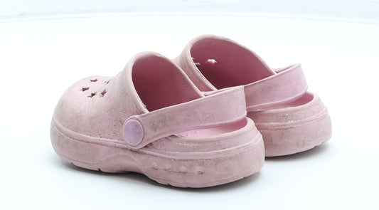 Preworn Girls Pink Geometric Rubber Clog Sandal UK 6 23 - Star Pattern