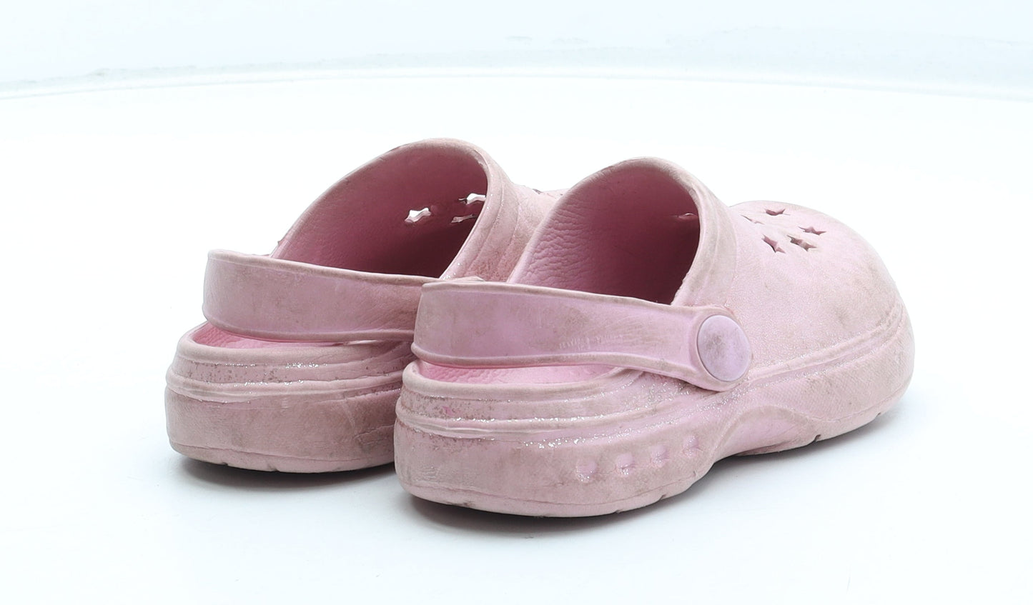 Preworn Girls Pink Geometric Rubber Clog Sandal UK 6 23 - Star Pattern