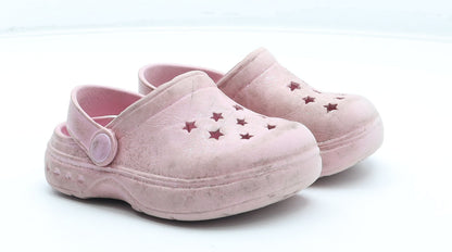 Preworn Girls Pink Geometric Rubber Clog Sandal UK 6 23 - Star Pattern