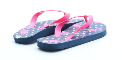 Preworn Girls Blue Rubber Thong Sandal UK 10 28 - Flamingo Pattern Size UK 10-11