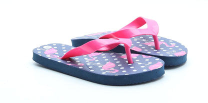 Preworn Girls Blue Rubber Thong Sandal UK 10 28 - Flamingo Pattern Size UK 10-11