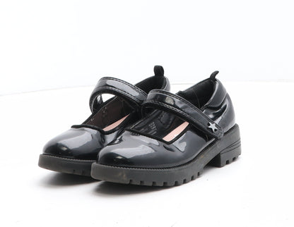 F&F Girls Black Synthetic Mary Jane Casual UK 9 - Star Detail