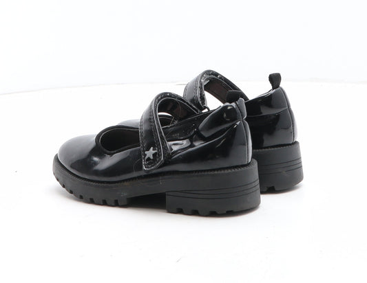 F&F Girls Black Synthetic Mary Jane Casual UK 9 - Star Detail