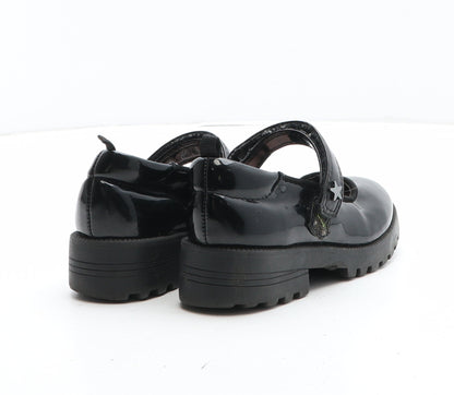 F&F Girls Black Synthetic Mary Jane Casual UK 9 - Star Detail