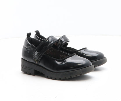 F&F Girls Black Synthetic Mary Jane Casual UK 9 - Star Detail