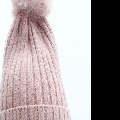Primark Girls Pink Acrylic Bobble Hat Size S