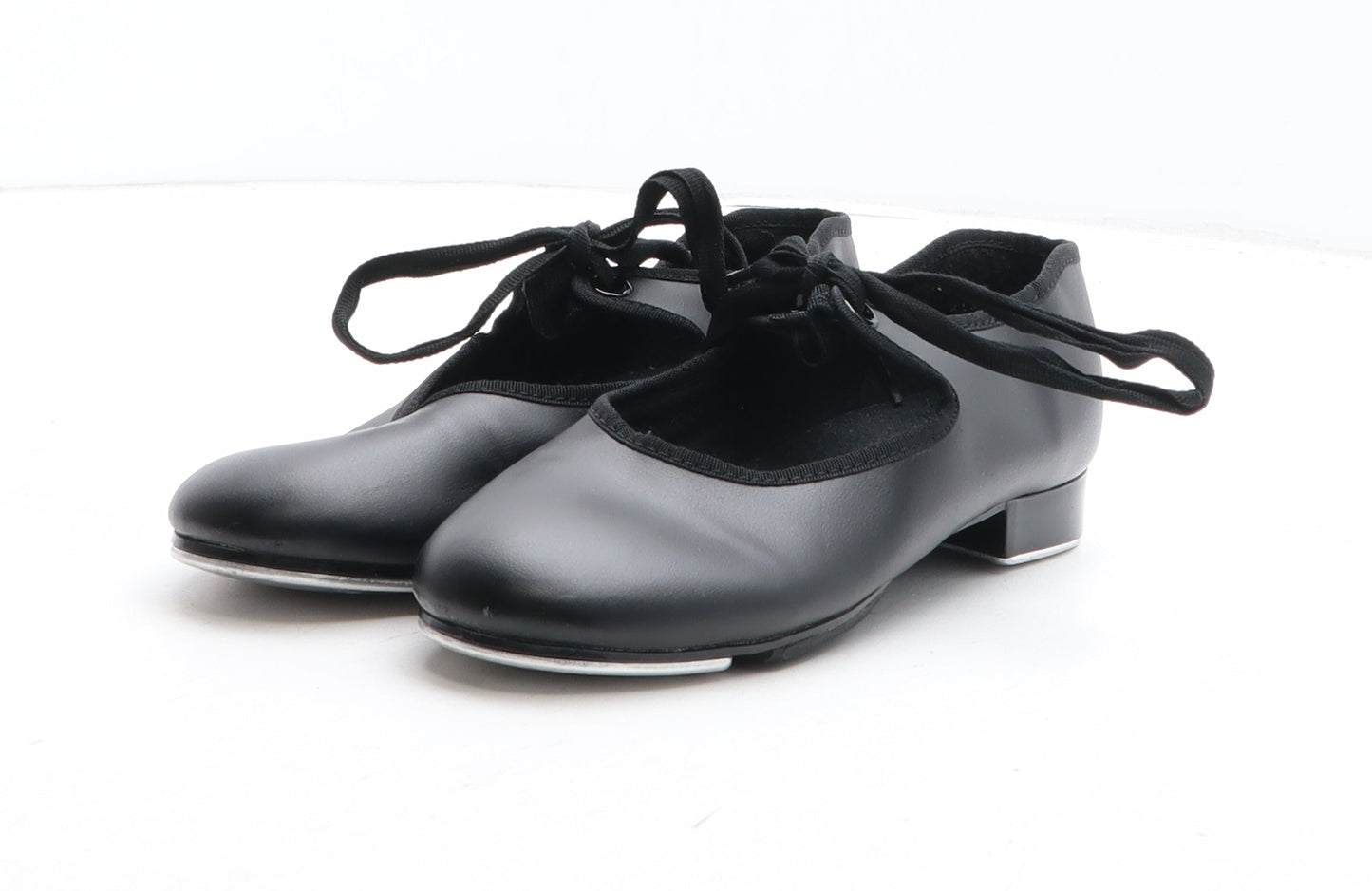 Preworn Girls Black Synthetic Slip On Dress UK 1 - Tap Dance
